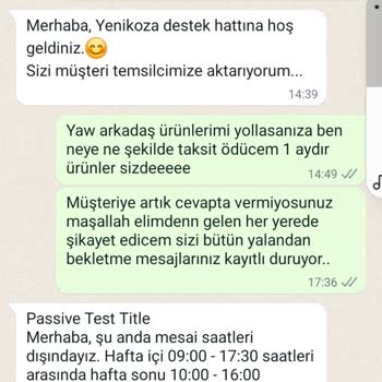 Yeni Koza Tekstil 1 Aydır Teslim Edilmeyen Ürünler