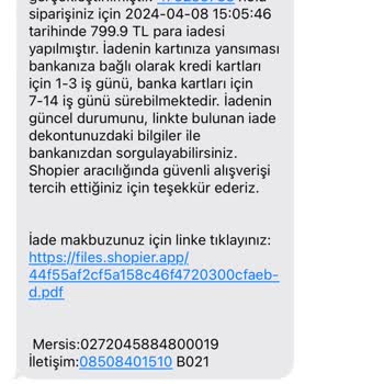 Shopier Ücret İademi Yapmıyor