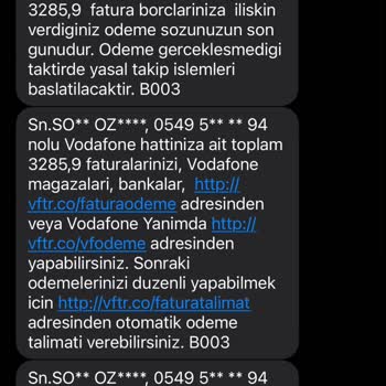 Vodafone Yanlış Mesaj Borcu Olan Başkası Bana Mesaj Geliyor
