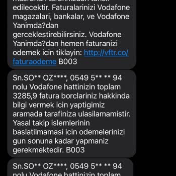 Vodafone Yanlış Mesaj Borcu Olan Başkası Bana Mesaj Geliyor