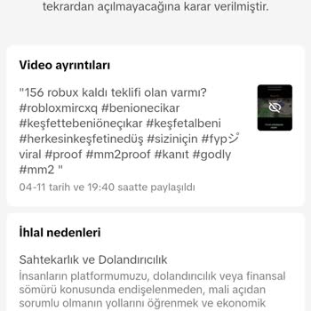 TikTok Bana Nedensiz İhlal Atıyor