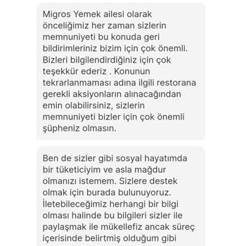 Migros Yemek İlgisizliği Ve Sağlığa Zararlı Uygunsuz Sipariş