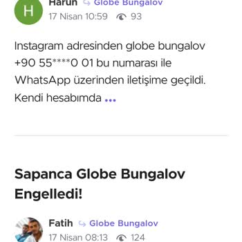 Globe Bungalov Para İadesi Yapmadı