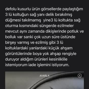 A-101 Koltuk Takımı Mağduriyeti