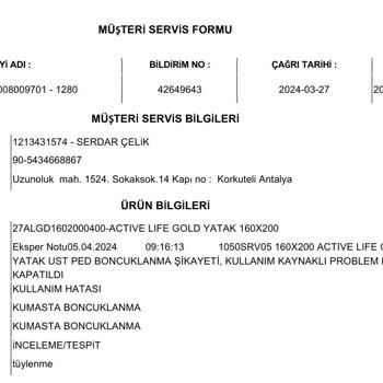 İstikbal Yatakta Tüylenme Sorunu Ve Müşteri Memnuniyetsizliği