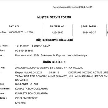 İstikbal Yatakta Tüylenme Sorunu Ve Müşteri Memnuniyetsizliği