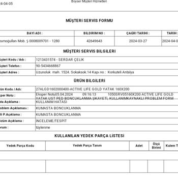 İstikbal Yatakta Tüylenme Sorunu Ve Müşteri Memnuniyetsizliği