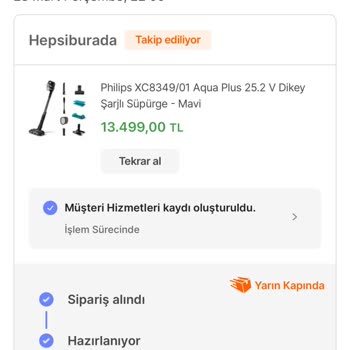 Hepsiburada Philips Şarjlı Süpürge Kargo Şikayet
