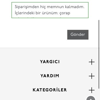 Yargıcı Siparişi Ürün Eksik