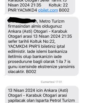 Obilet Ücret İadem Yapılmıyor!