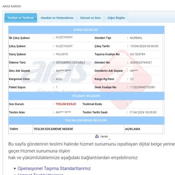 Aras Kargo Teslim Edildi Mesajı Atıyor Ama Bana Ürün Teslim Edilmedi