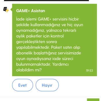 GeForce NOW powered by GAME+ Para İadesi Talep Ediyorum