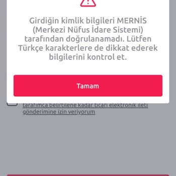 Tiktak Kirala Mernis Hatası Alıyorum
