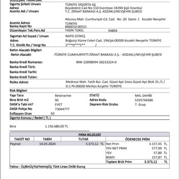 Ziraat Bankası Konut Sigortasını İznim Olmadan Yenilemiş