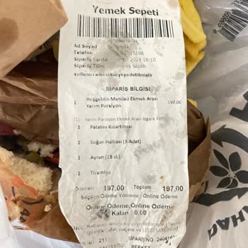 Trendyol Yemek İle Caferağa Köfteci Yusuf Şubesi'nden Yanlış Teslimat