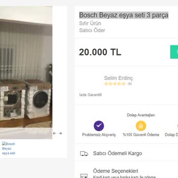 Dolap Bosch Beyaz Eşya Seti 3 Parça Sıfır Ürün