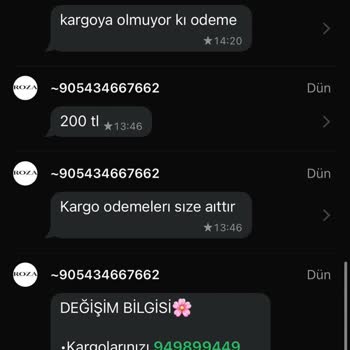 Roza Butik Hem Azarlıyor Hem De Değişim Ürününü Tarafıma Kargolamıyor!