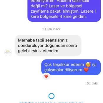 Bakırköy Princess Güzellik Merkezi Haklarımı İptal Etti.