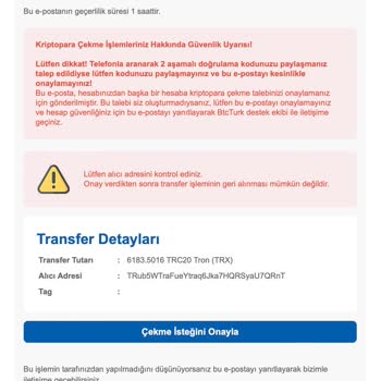 BTCTURK - Onayım Olmadan Para Transferi