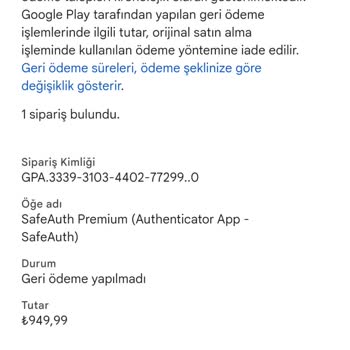 Google Play Google Geri Ödeme Talep Reddi