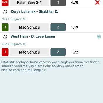 Nesine Kalan Süreden Gelip Yatan Maç