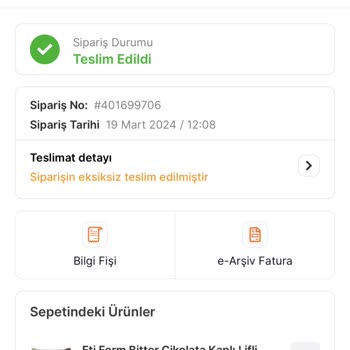 Migros Teslimat Ayıbı Teslim Edilmeyen Ürün, İade Edilmeyen Ücret