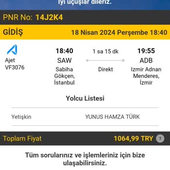 Ucuzabilet.com PNR Kod