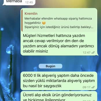 Kremlin.co Eksik Ve Yanlış Ürün Gönderiyor.