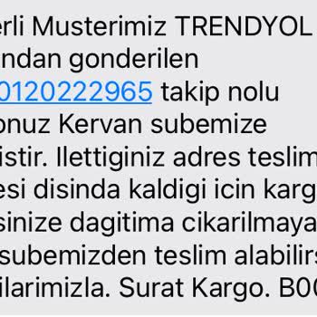 Sürat Kargo Teslimat Bölgesi Dışı!