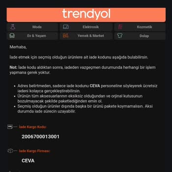 Trendyol İade Sürecinde Ceva Kargo Gecikmesi