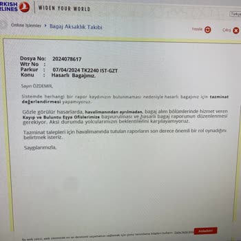 THY'NİN Paramparça Valizime Verdiği Cevap