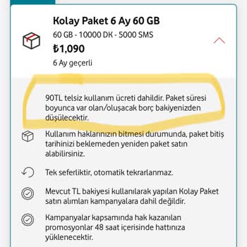 Vodafone Telsiz Kullanım Ücreti