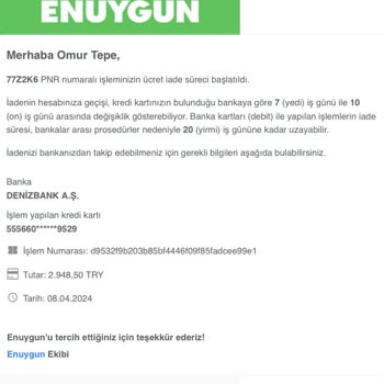 Denizbank Uçak Bileti İadesinde Yaşanan Gecikme Sorunu