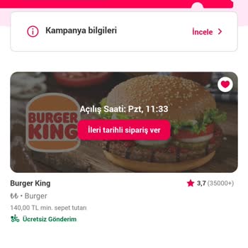 Burger King Kartal/ Yalı Mahallesi Sipariş Veremiyoruz