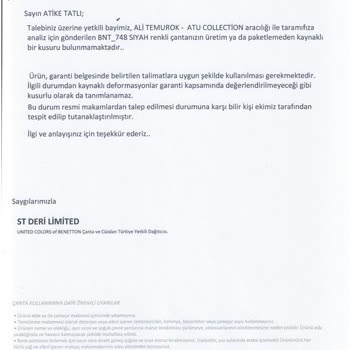 Benetton Marka Çantanın Kalitesizliği