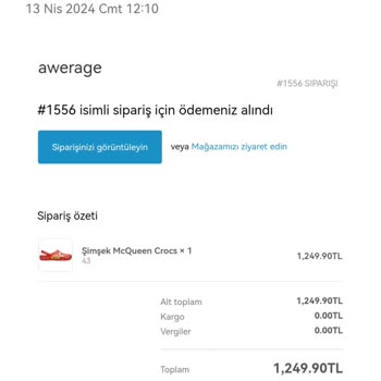 Awerage.com.tr Sipariş Verdik Maalesef Dönüş Yok