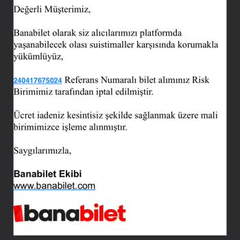 Banabilet.com Mağdur Etmesi