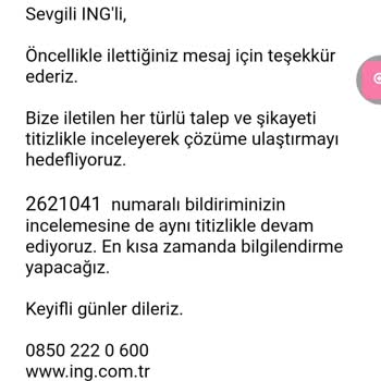 ING Bank Dönüş Sağlamıyor