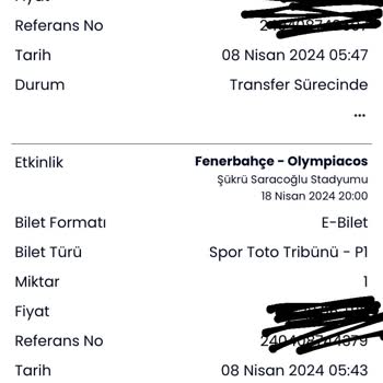 Teslim Edilmeyen Maç Bileti Banabilet Fenerbahçe Olympiakos