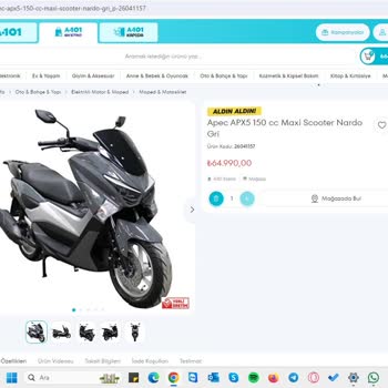 A101 APEC APX5 150 CC Maxi Scooter Satın Alınamama Durumu