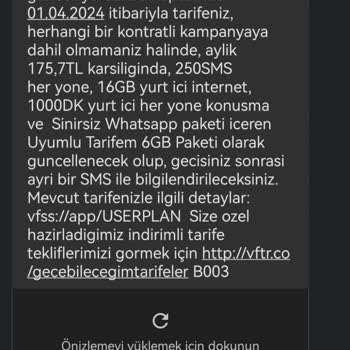 Vodafone Onaysız Tarife Değişikliği