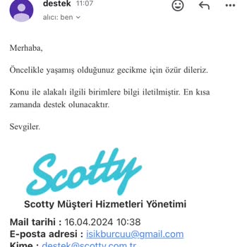 Scotty Teslim Edildi Yazıyor Ürünüm Kayıp.