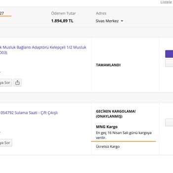 Nalburolog Ve N11'den Geciken Ürün.