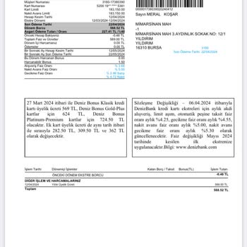Denizbank Yasal Olmayan Yıllık Kart Aidatı Alması Hakkında Başvuru