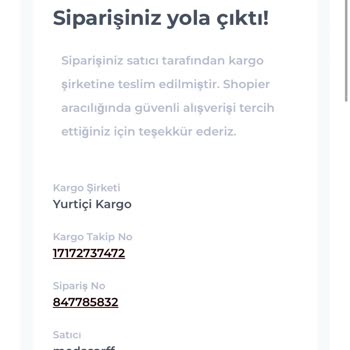 Shopier Med. Scarff Kargo Takip Kodunu Hatalı İletti, 16 Gün Oldu Ürün Yok