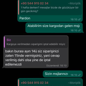 Moriplik Ben Böyle İş Ahlakı Görmedim Gerçekten