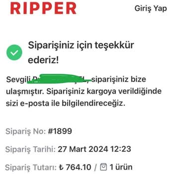 Ripper Wear Ripper Mağazası 1 Aydır Ürünümü Kargoya Vermedi!