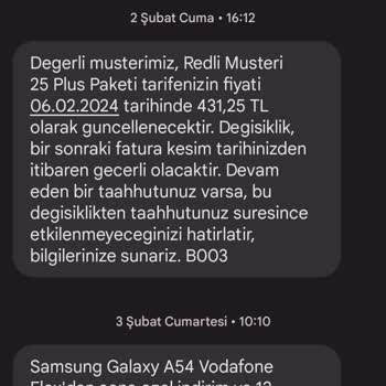 Vodafone Hatalı Tarife Ücreti