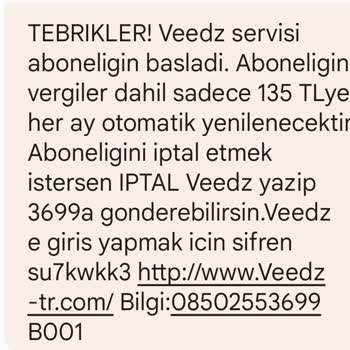 Veedz-tr.com Veedz Kullanılmayan Hizmetin Bedelini Ödeme