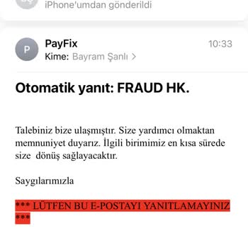 PayFix Hesabıma Para Yatmadı Mağduriyetimin Giderilmesi Rica Ediyorum